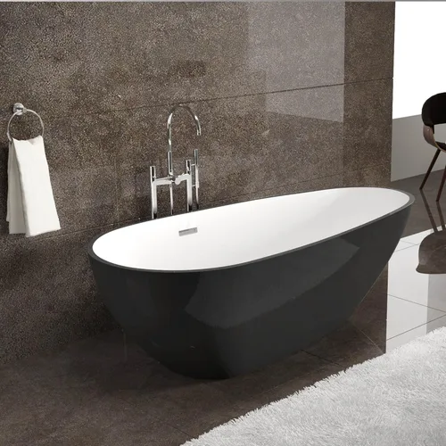 Miniatura 4 de Dowell 074 - Bañera contemporánea de lujo de acrílico de alto grado (63 x 30-3/4 x 22-7/8 pulgadas, negro)