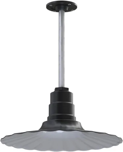 Miniatura 45 de Steel Lighting Co. Colgante Eagle Rock Lámpara montada en el techo Onda radial de 16 pulgadas vástago de 12 pulgadas Acero resistente
