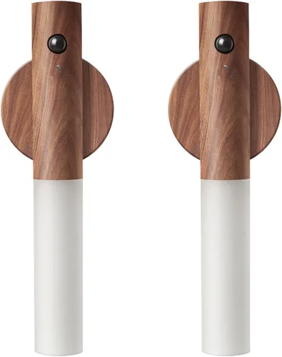 Miniatura 10 de LANDGOO Luz nocturna con sensor de movimiento RGB y control táctil, aplique de pared de madera recargable USB-C Luz de baño/dormitorio