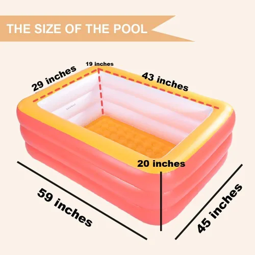 Miniatura 5 de Piscina inflable, piscinas infantiles de 59 x 45 x 20 pulgadas con suelo suave inflable, piscinas inflables duraderas para patio trasero, jardín