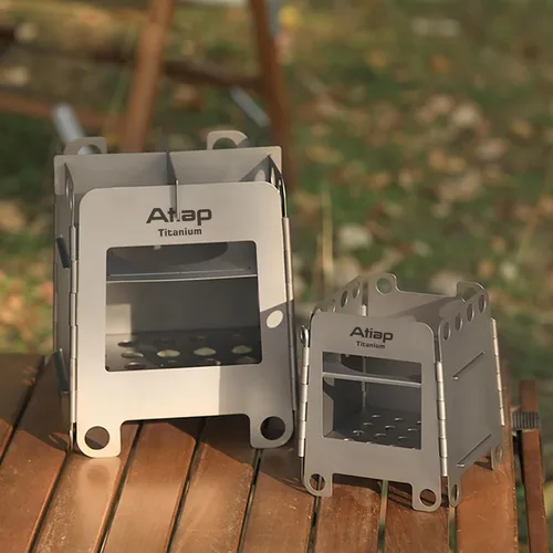 Miniatura 8 de Estufa de leña plegable de titanio Estufa de camping para mochileros Estufa portátil de alcohol para acampar al aire libre Picnic