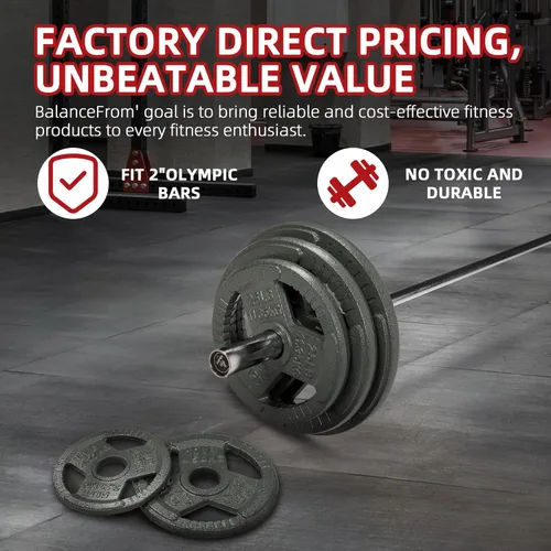Miniatura 6 de Placa de pesas estándar de hierro fundido de 1 pulgada para entrenamiento de fuerza y levantamiento de pesas, varios pesos disponibles