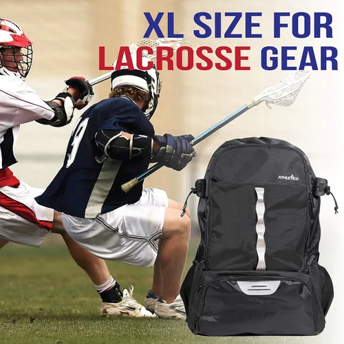 Miniatura 9 de Athletico Lacrosse Bag - Mochila extra grande para equipo de hockey sobre césped - Dos soportes para palos y compartimento separado para tacos