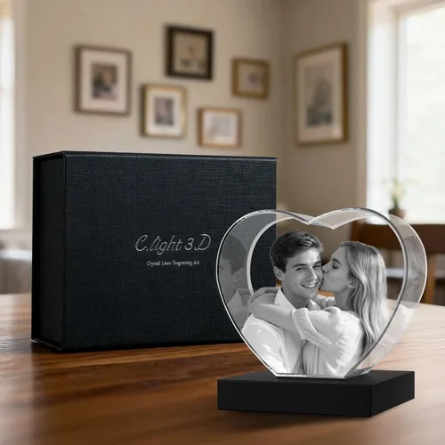 Miniatura 9 de Foto de cristal 3D con forma de corazón personalizada, regalo de imagen de cristal grabada con láser para papá, marido, abuelo, día del padre