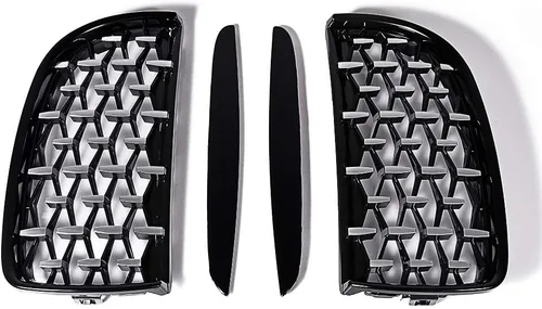 Rejilla de Riñón Cromada con Malla Brillante en Negro Compatible con BMW 323i 325xi 330i 328i 328xi 335i 335xi E90 E91 Pre-LCI de 2005-2008