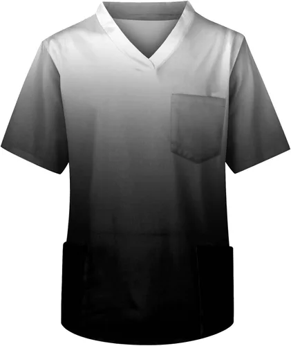 Ropa médica de manga corta con cuello en V para hombre con 3 bolsillos grandes