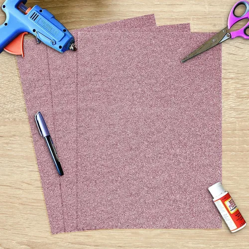 Miniatura 6 de SANZIX 25 hojas de papel de cartulina rosa con purpurina de 8.2 x 11.7 pulgadas, 110 libras, 300 GSM, papel pesado con purpurina rosa brillante