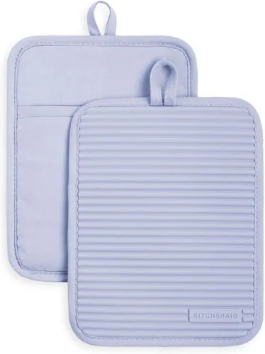 KitchenAid - Juego de agarraderas de silicona suave y acanalada, lavanda crema, 7 x 9 pulgadas Crema de lavanda