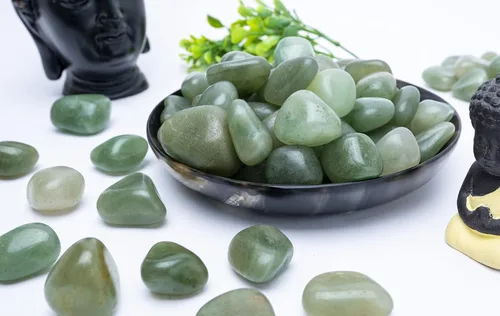 Miniatura 2 de Crocon 1LB Jade Verde piedras rodadas y cristales a granel 2000+ quilates kit de cristales naturales para curación de Reiki, piedras pulidas