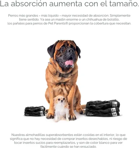 Miniatura 4 de Pet Parents - Pañales lavables para perros (3 unidades), pañales duraderos y de alta calidad para machos y hembras