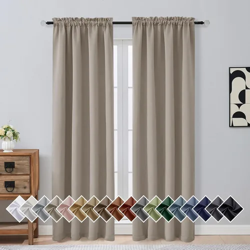 Miniatura 13 de OVZME Cortinas opacas turquesa para tratamiento de ventanas pequeñas, cortinas cortas con bloqueo de luz para ventana de cocina sobre el fregadero