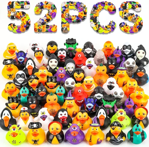 Miniatura 10 de Paquete de 100 patos de goma al por mayor, patitos surtidos para Jeeps Ducking, patitos de goma para juguetes de baño para bebés, juguetes de baño