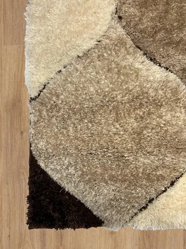 Miniatura 3 de Alfombra de área 4D color marrón de 5 x 7 pulgadas, felpa gruesa y suave y moderna, resistente a las manchas, fácil de limpiar y hecha a máquina