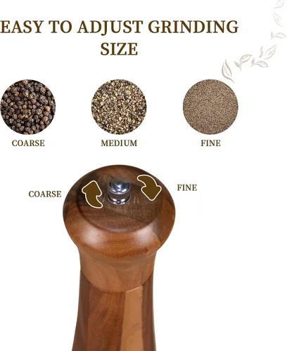 Miniatura 6 de 1 paquete – Molinillo de pimienta de madera de acacia de 10 pulgadas de alto o molino de sal elegante molino de pimienta de madera con un rotor