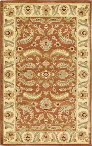 Miniatura 47 de Unique Loom - Colección Voyage - Alfombra redonda tradicional oriental, marrón, Polipropileno, Marrón/Azul Claro