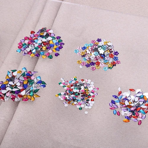 Miniatura 3 de JPSOR 600 piezas de gemas y joyas para manualidades, diamantes de imitación acrílicos con parte trasera plana para decoraciones de fiesta