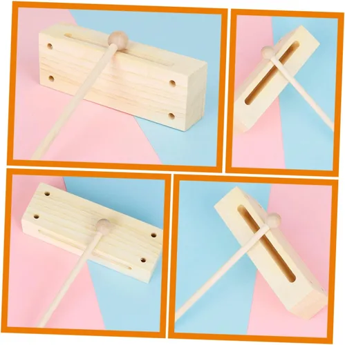 Miniatura 4 de 2 juegos de instrumentos de percusión de madera, bloque de madera de doble tono con mazos para educación musical, instrumento rítmico para aula