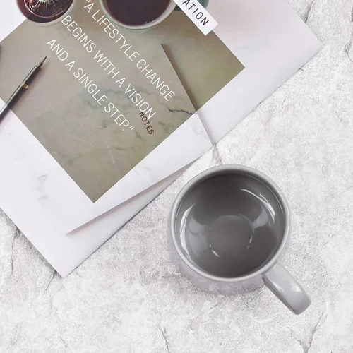 Miniatura 5 de Bosmarlin Juego de 2 tazas de café grandes de cerámica brillante, taza de té para oficina y hogar, 18 onzas, adecuadas para lavavajillas y Gris
