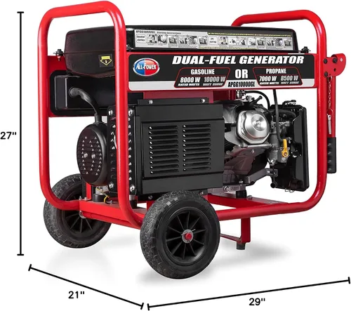 Miniatura 10 de All Power America - Generador de combustible doble de 10000 W, con arranque eléctrico, portátil, APGG10000GL 10000W, gas/propano, color rojo/negro