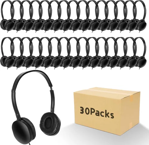 Miniatura 7 de Paquete de 30 audífonos para niños a granel para estudiantes escolares, niños, adolescentes, niños y niñas, auriculares al por mayor para aula