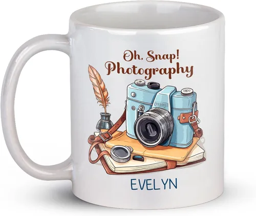 Miniatura 19 de Taza de café personalizada con nombre, taza de regalo personalizada para amantes de la fotografía, amigos, familia, taza de té blanca de 11 o 15