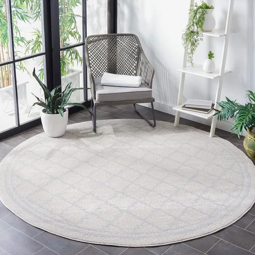Miniatura 12 de Safavieh Amherst Collection AMT422B - Alfombra para interiores y exteriores, color gris claro y beige Azul marino/beige
