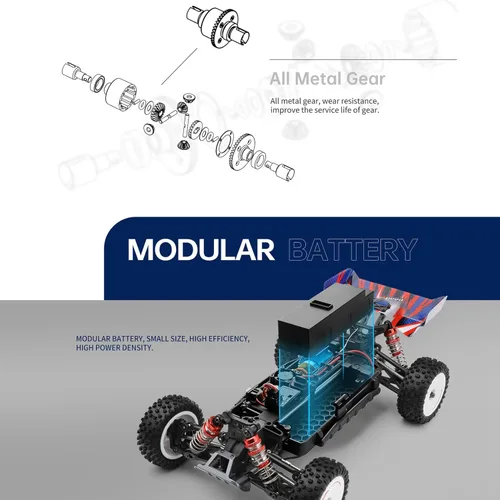 Miniatura 7 de GoolRC WLtoys 124008 - Autos RC sin escobillas para adultos, auto de control remoto a escala 1:12, 4WD 60KM/H, auto de carreras de alta velocidad