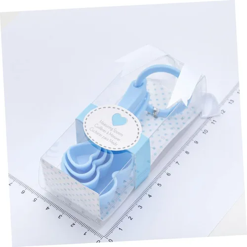 Miniatura 3 de Housoutil Juego de cuchara de medición en forma de corazón para recuerdos de fiesta de boda 3 juegos/12 unids Azul