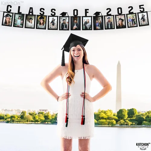 Miniatura 8 de KatchOn, Cartel de fotos de graduación negro 2025 – Grande, 10 pies Cartel de fieltro de la clase de 2025 para decoraciones de graduación 2025
