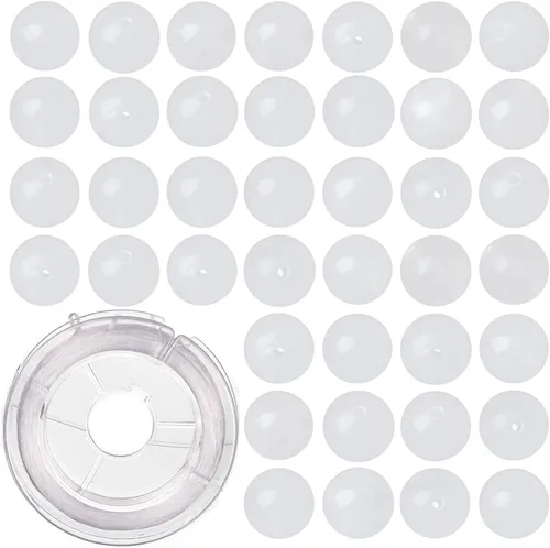 200 cuentas sueltas redondas de jade blanco natural de 0.236 pulgadas para fabricación de joyas con cordón elástico de cristal