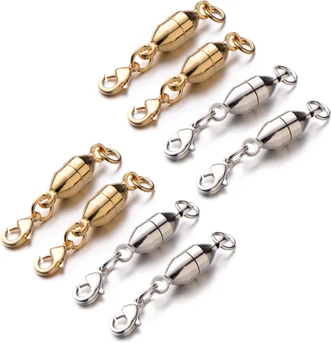 Miniatura 6 de Zpsolution Cierre Magnético de Bloqueo para Joyería, Cierres Magnéticos para Collares y Pulseras, Extensor de Cadena para Hacer Joyería Redondo 4pcs