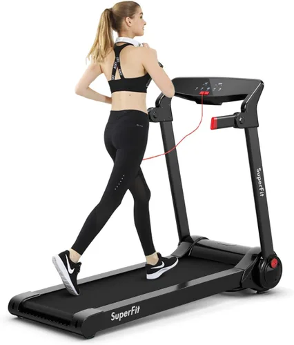 Miniatura 9 de GYMAX Caminadora plegable, máquina de correr de instalación gratuita de 3.0 HP con altavoz Bluetooth, monitor de pantalla táctil HD, control Negro