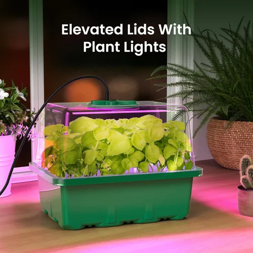 Miniatura 6 de Kit de inicio de semillas MIXC con luz de crecimiento, kit de bandeja para plántulas elevadas con cúpula de humedad ajustable y bandeja de celdas
