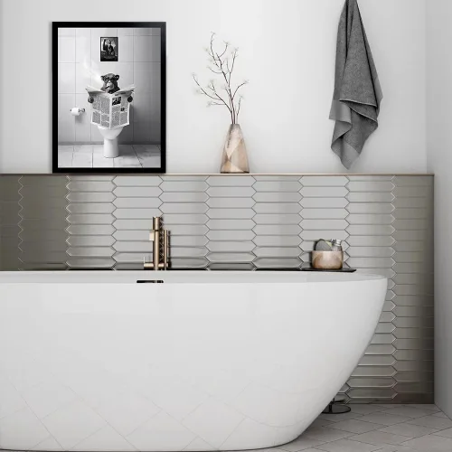 Miniatura 8 de Foduuo Divertido arte de pared para decoración de baño, impresión artística en lienzo en blanco y negro, enmarcadas en negro, divertidas impresiones