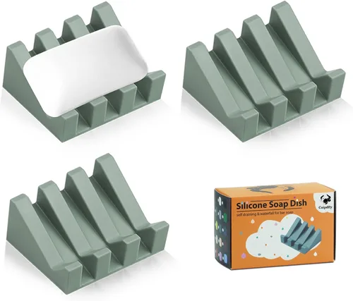 Miniatura 11 de Jabonera Autodrenante con Soporte, Jabonera de Silicona, para Baño, Cocina, Esponjas, Puede Extender la Vida del Jabón, Mantiene las Barras de Jabón