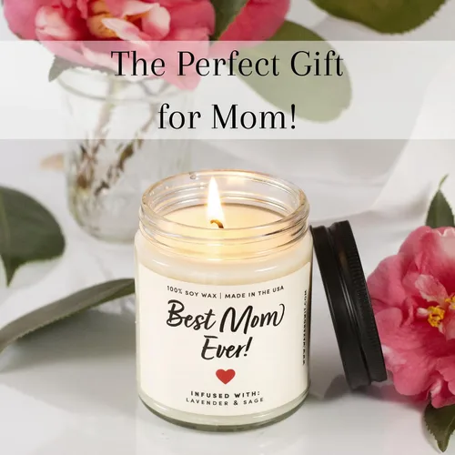 Miniatura 2 de Gran Vela Happy for Mom – 9 onzas, cera de soja, 50 horas de combustión – La mejor vela linda para mamá de hija, hijo, niños, amigo, esposo, ideas