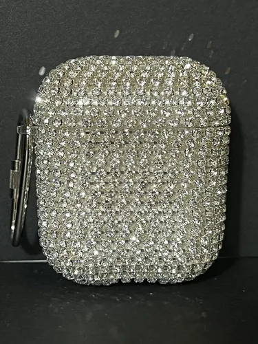 Miniatura 4 de Funda protectora para Airpods con diamantes, estuche de carga para Airpods con purpurina, lindo accesorio para Airpods, estuche rígido portátil