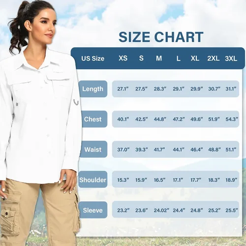 Miniatura 5 de Camisas de manga larga UPF 50 para mujer, protección solar UV, safari, secado rápido, pesca, senderismo, viajes