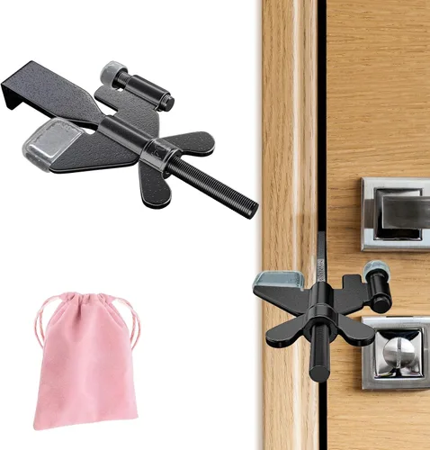 Paquete de 1 cerradura de puerta portátil ajustable, cerraduras de puerta de hotel para viajeros, prevención de entrada no autorizada, tapones de