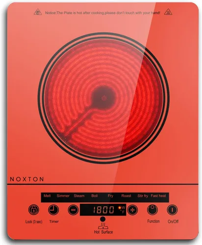 Miniatura 9 de Noxton Estufa eléctrica portátil de 110 V, 1800 W, estufa eléctrica de un solo quemador, placa de cocción eléctrica, temporizador de 4 horas, 9