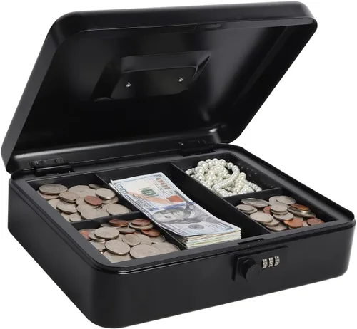 Miniatura 9 de Caja de dinero pequeña con cerradura y ranura, caja de dinero para efectivo, alcancía para niños, color negro