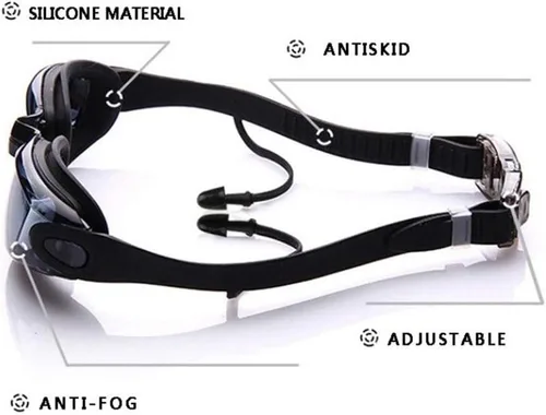 Miniatura 3 de Gafas de natación impermeables y juego de gorras 4 en 1, lentes de protección UV 400 transparentes antivaho