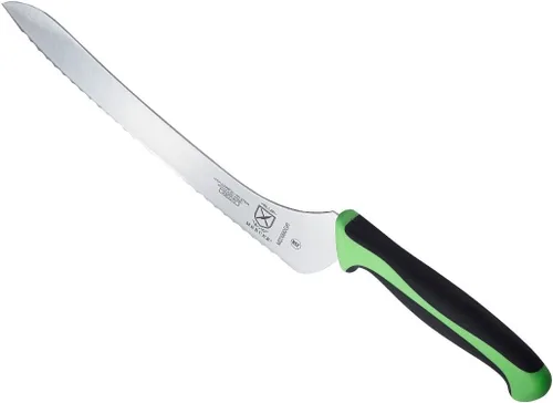 Miniatura 3 de Mercer Culinary Millennia Colors - Cuchillo para pan descentrado de 9 pulgadas con borde ondulado, verde