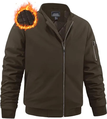 Miniatura 13 de MAGNIVIT - Chaqueta de bombardero para hombre de invierno, cortaviento, cálida, con cremallera completa, abrigo exterior, estilo casual, chaqueta