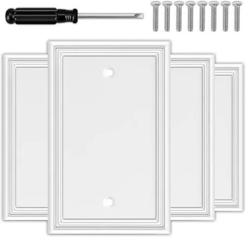 Cubiertas de interruptor de luz blancas decorativas de un solo espacio en blanco para placas de pared, cubiertas de enchufe de placas de interruptor