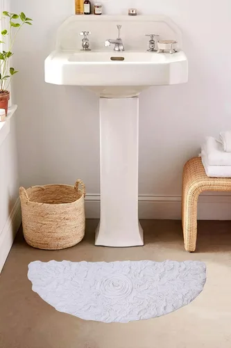Miniatura 140 de Home Weavers Bell Flower Collection - Tapetes de baño copetudos 100 % algodón, extrasuaves y absorbentes, antideslizantes, lavables a máquina, lino