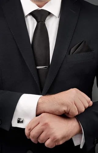 Miniatura 23 de Juego de corbata de regalo para hombre, corbata sedosa, bolsillo cuadrado, clips de corbata, gemelos para hombres