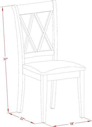 Miniatura 3 de East West Furniture CLC-LWH-W Clarksville - Sillas de comedor con respaldo cruzado doble, juego de 2, color blanco lino
