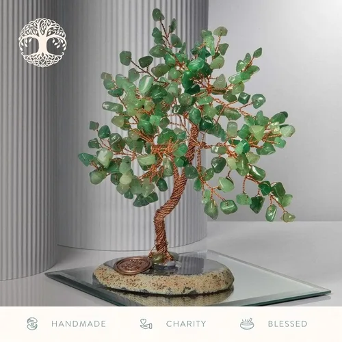 Miniatura 5 de KARMA AND LUCK, Luck & Success, Árbol de la Vida de Cristal de Jade Real Feng Shui para Decoración del Hogar, Envuelto en Alambre de Cobre sobre