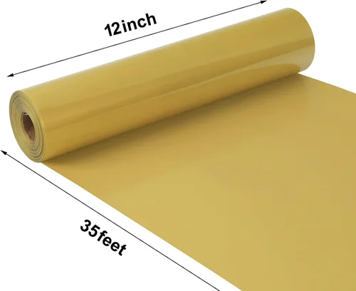Miniatura 2 de TUMIYA Vinilo HTV - Vinilo de transferencia de calor de 12 pulgadas x 35 pies, vinilo dorado para planchar, rollo adhesivo brillante fácil de cortar